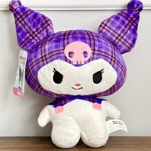Hello Kitty & Friends KUROMI Plush 9” Series 1 Purple Plaid Outfit Skull Sanrio
